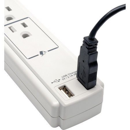 Tripp Lite 6-Outlet Surge Protector, 990 Joules, 2USB, BK TRPTLP606USB